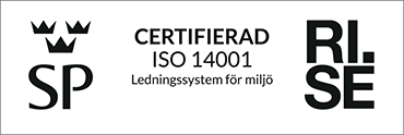 Certifieringsmärke för ISO 14001 utfärdat av RISE